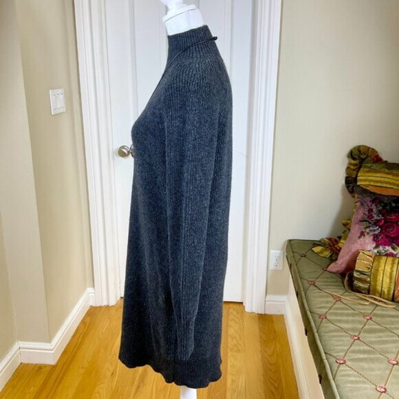 Boden Dress Knit Sweater Dress Wool Alpaca Blend Ribbed Mock Neck Gray (6) - Picture 2 of 8